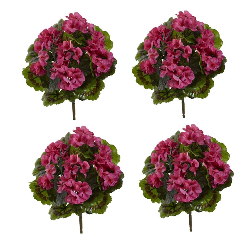 Nearly Natural Geranium Artificial Bush UV Resistant, Set of 4 (Indoor/Outdoor) - Image 3